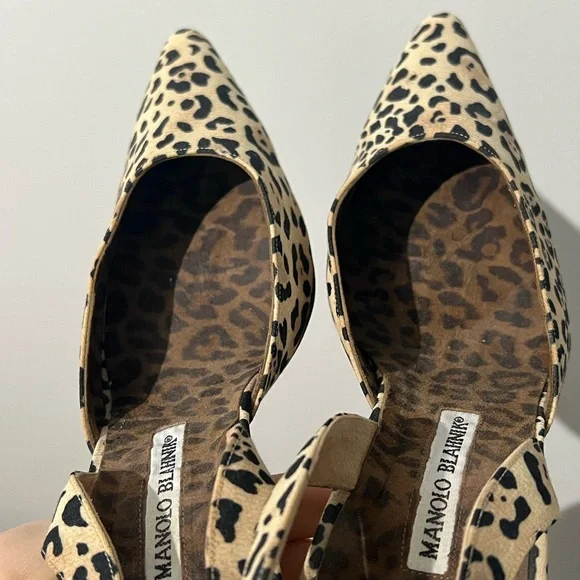 Vintage Manolo Blahnik Animal Print Slingback Heels - Picture 9 of 13